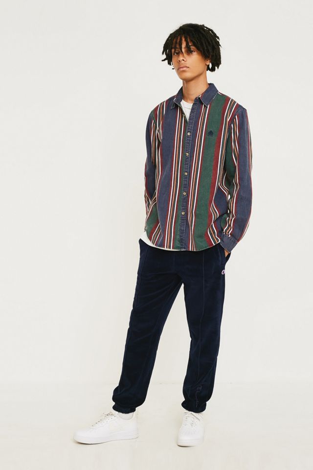 UO Retro Blue and Green Vertical Stripe Shirt #3