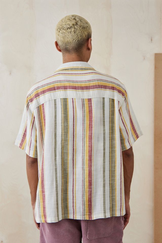 UO Nomad Gauze Ecru Stripe Short Sleeve Shirt #2