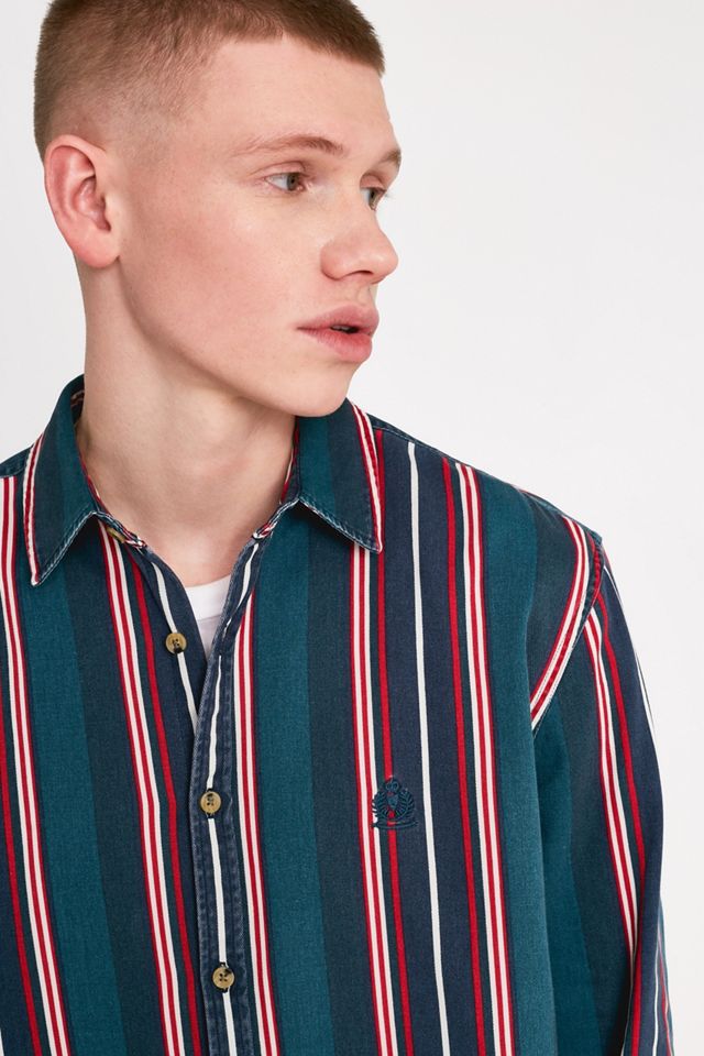 UO Vintage-Inspired Teal Strip Camisa de manga larga #1