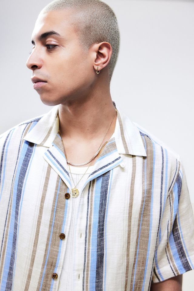 UO Blue Stripe Gauze Short-Sleeved Shirt #1
