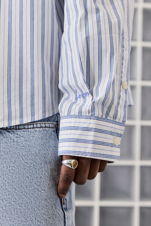 Chemise à rayures de popeline blanche Loom Nolan #3