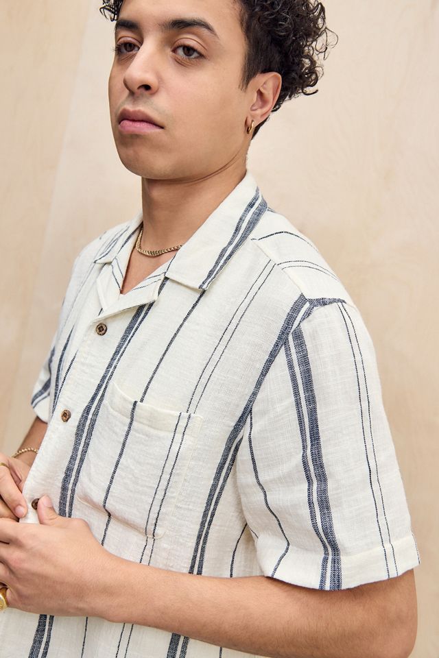 BDG White & Navy Nico Stripe Shirt #1