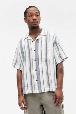 BDG White & Dark Teal Stripe Shirt