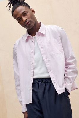 Loom Pink Nolan Business Stripe Shirt - Pink L at Urban Outfitters