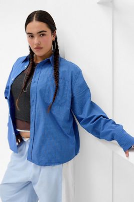 Chemise popeline à carreaux Nolan bleu Loom à manches longues