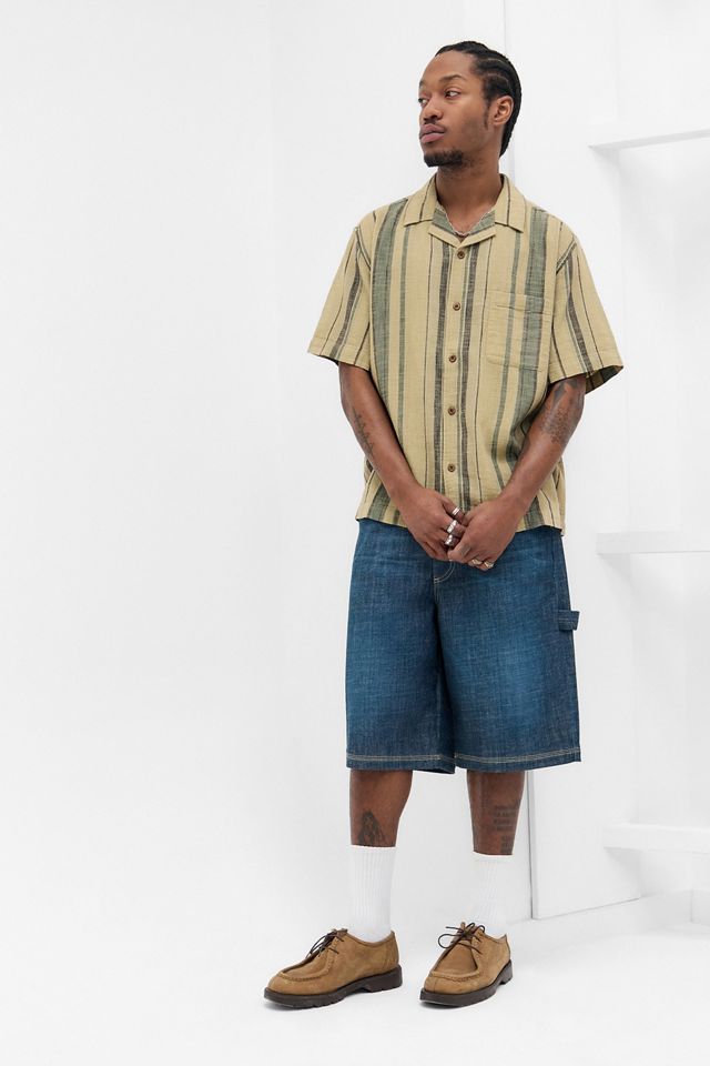 Chemise en gaze rayée oversize UO kaki #1