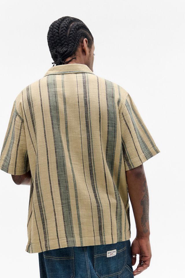Chemise en gaze rayée oversize UO kaki #3