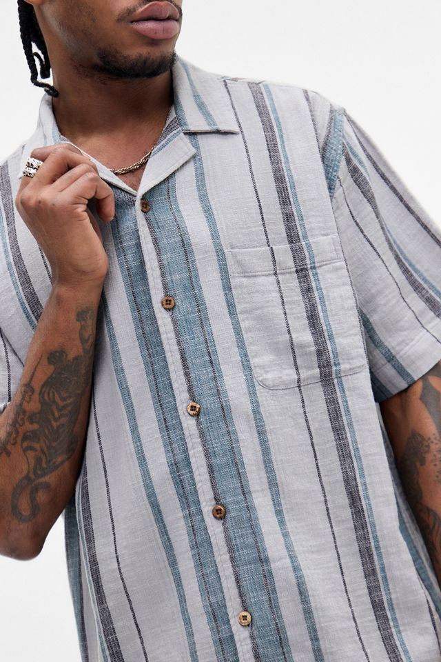 UO Grey Oversized Stripe Gauze Shirt #2