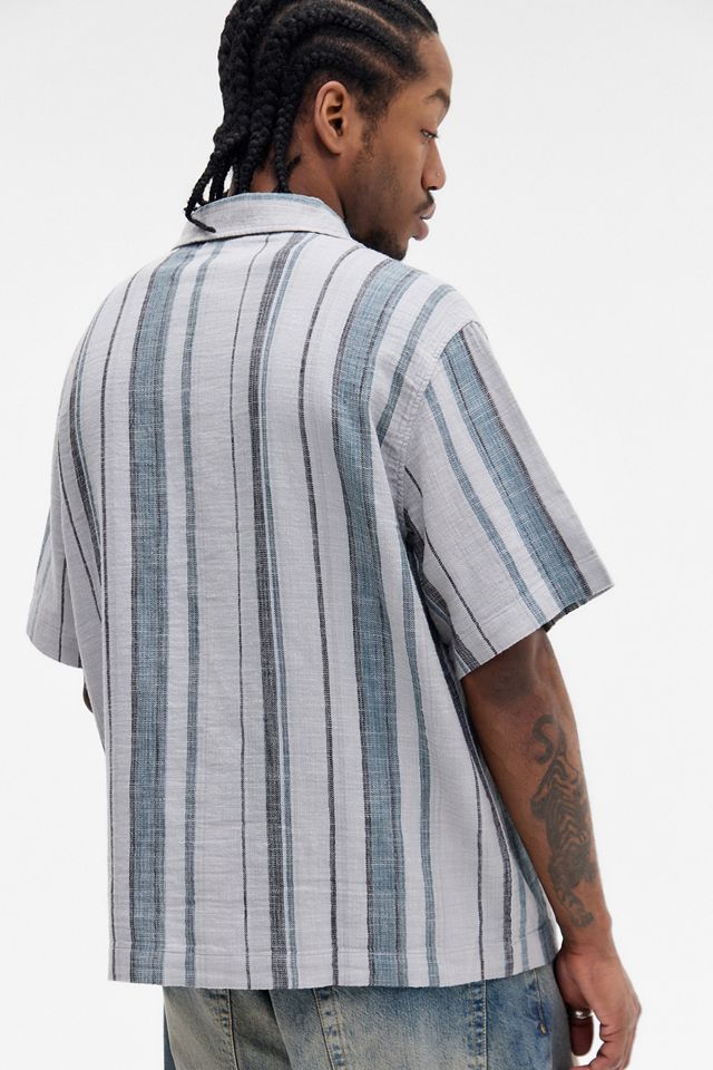 UO Grey Oversized Stripe Gauze Shirt #3