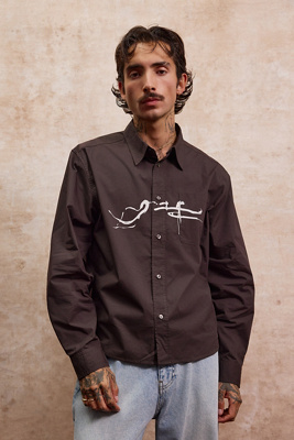 Loom Solid Brown Nolan Shirt - Brown L at Urban Outfitters