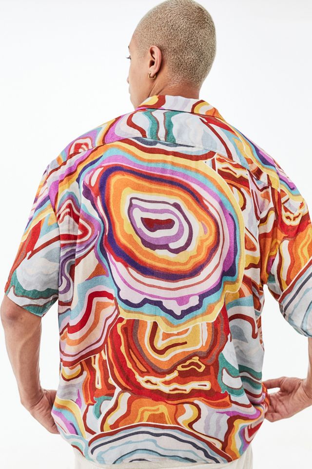 Jaded London Abstract 70s Print Shirt #1
