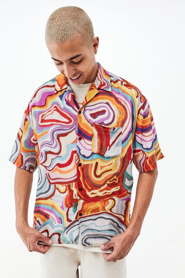 Jaded London Abstract 70s Print Shirt #3