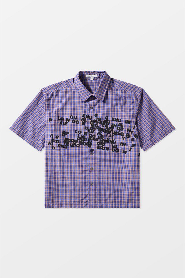 Jaded London UO Exclusive Blue Typo Shirt | Urban Outfitters UK
