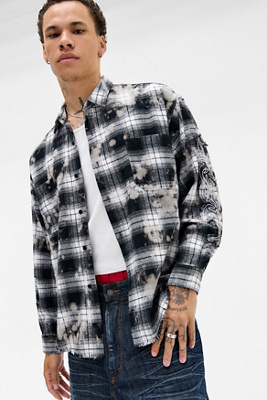 Jaded London Burnout Plaid Shirt | Urban Outfitters UK