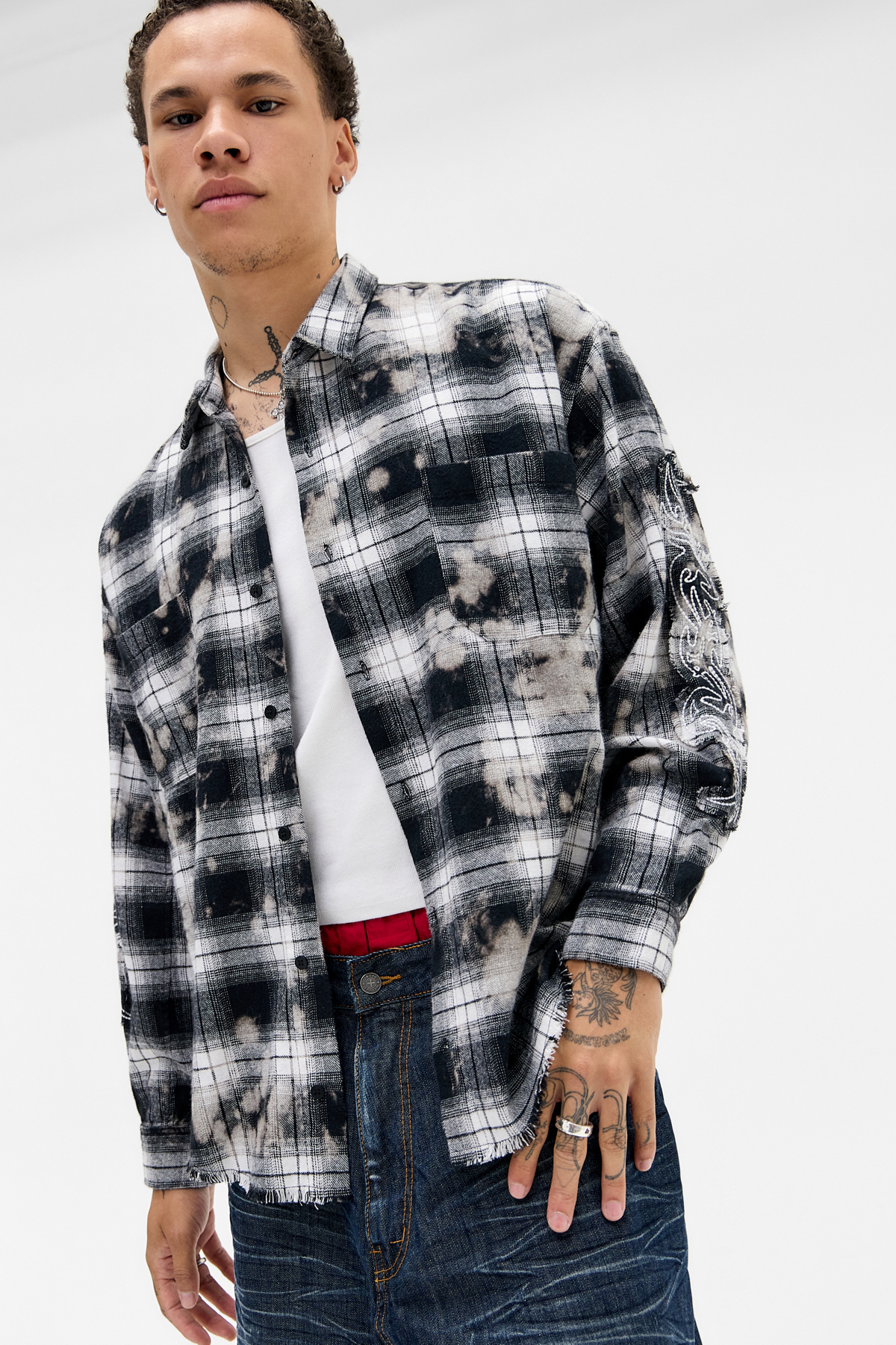 Jaded London Burnout Plaid Shirt