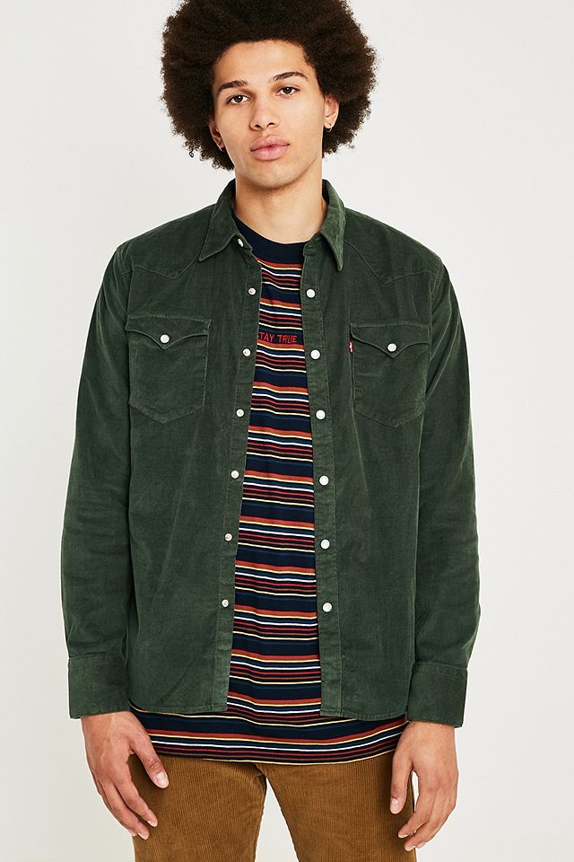 Levi’s Barstow Green Corduroy Western Shirt | Urban Outfitters UK