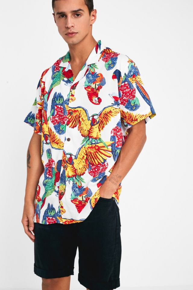 Levi's Allover White Parrot Print Camp Shirt | Urban Outfitters UK