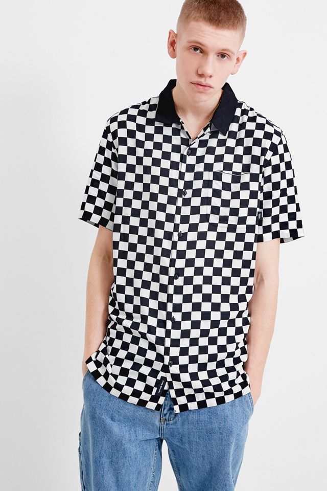 Vans Black and White Checkerboard Short-Sleeve Viscose Shirt