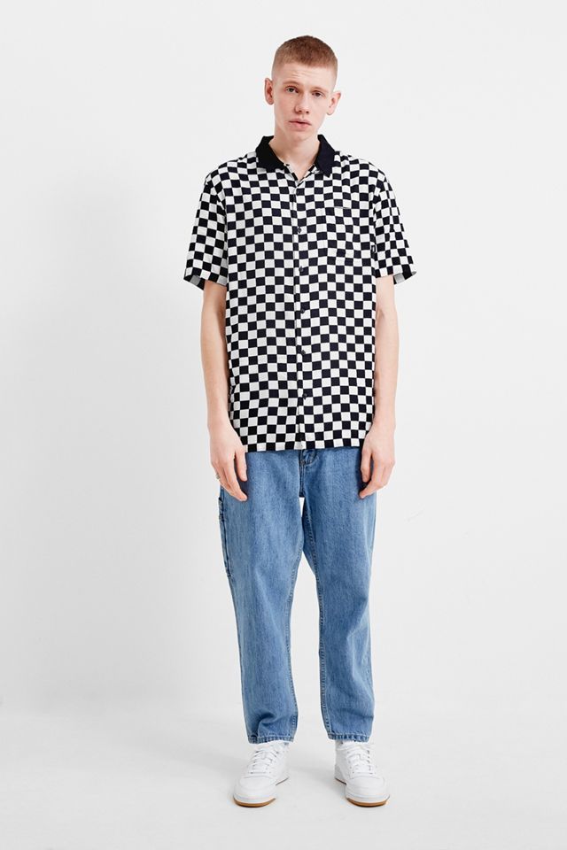 Vans Black and White Checkerboard Short-Sleeve Viscose Shirt #2