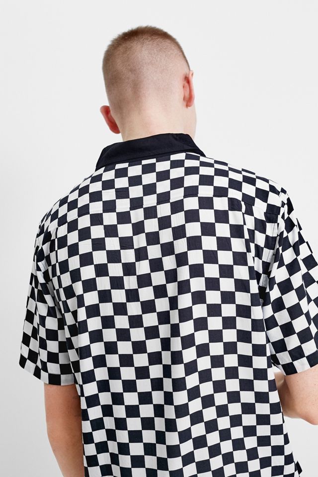 Vans Black and White Checkerboard Short-Sleeve Viscose Shirt #3