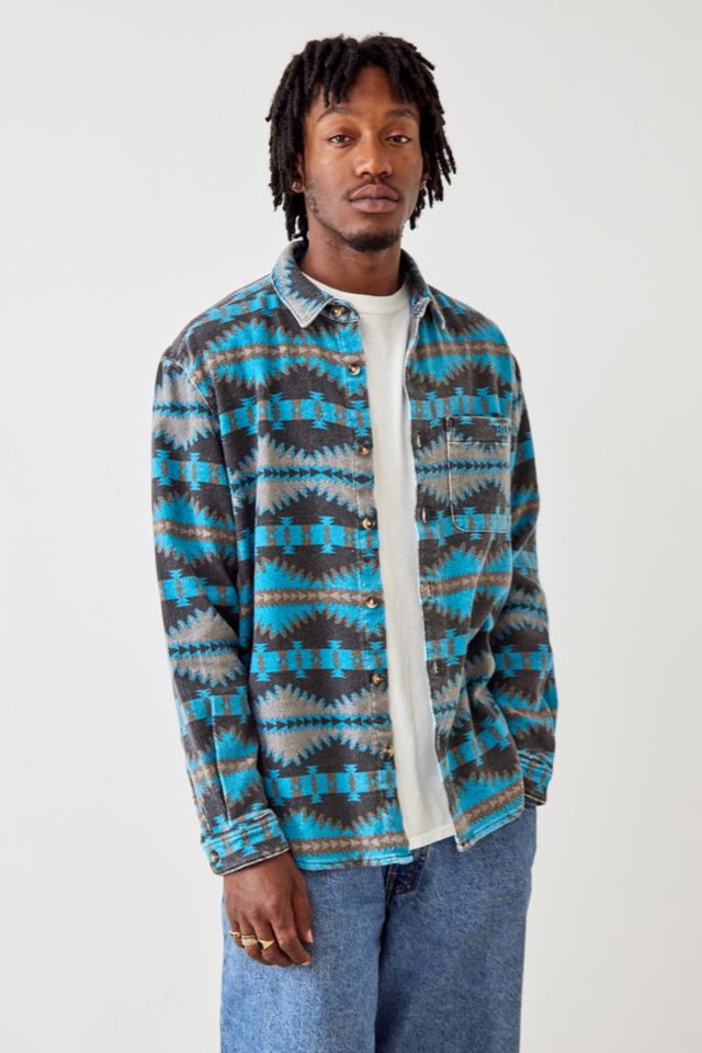 BDG Blue Geometric Striped Shirt | Urban Outfitters UK