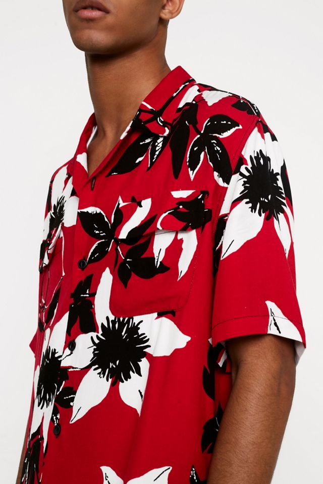 Edwin Garage Floral Camicia Rossa Manica Corta #1