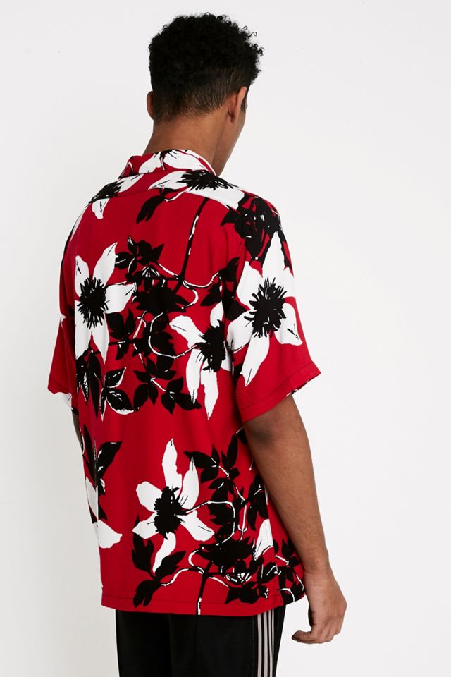 Edwin Garage Floral Camicia Rossa Manica Corta #3