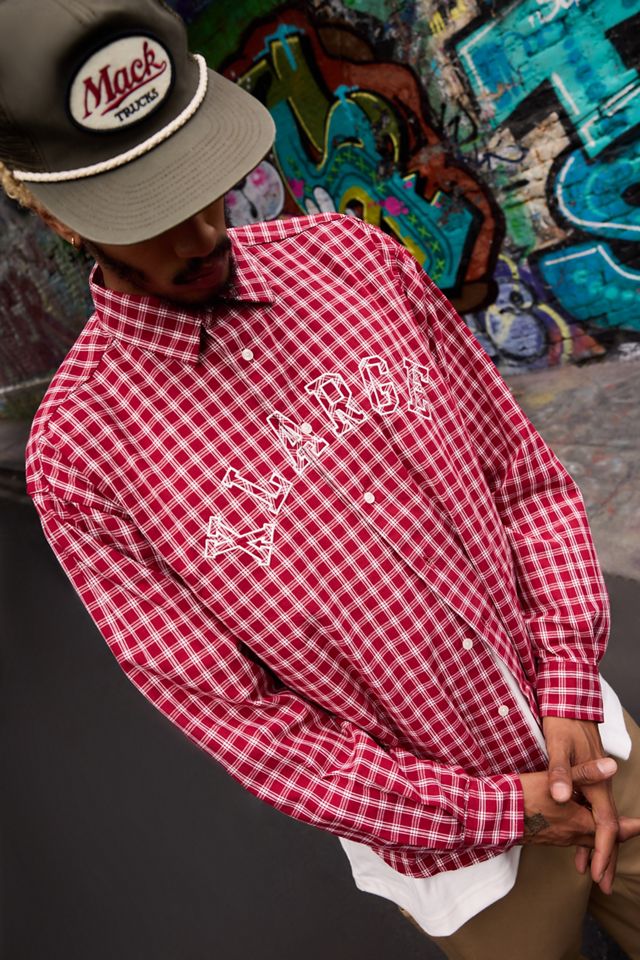 XLARGE Red Check Patch Logo Shirt #3