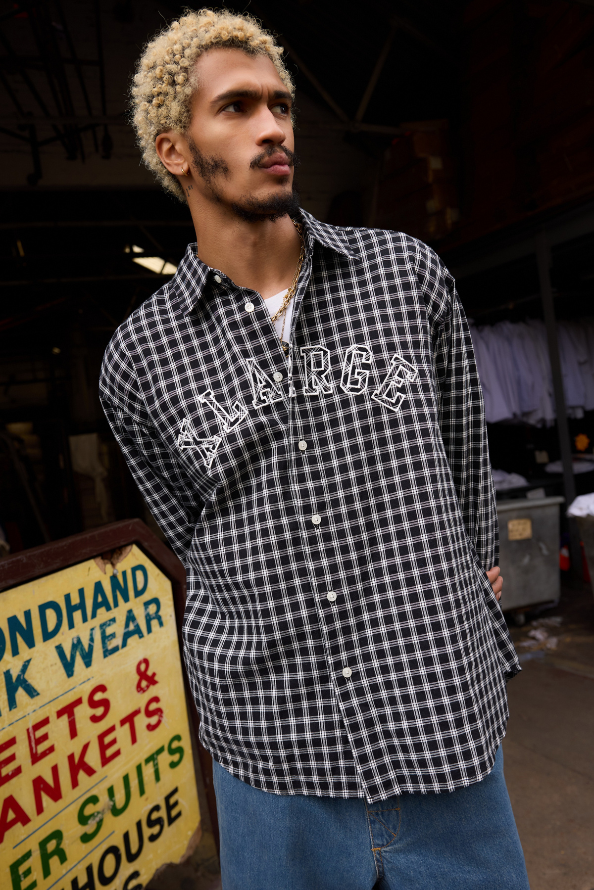 XLARGE Black Check Logo Shirt
