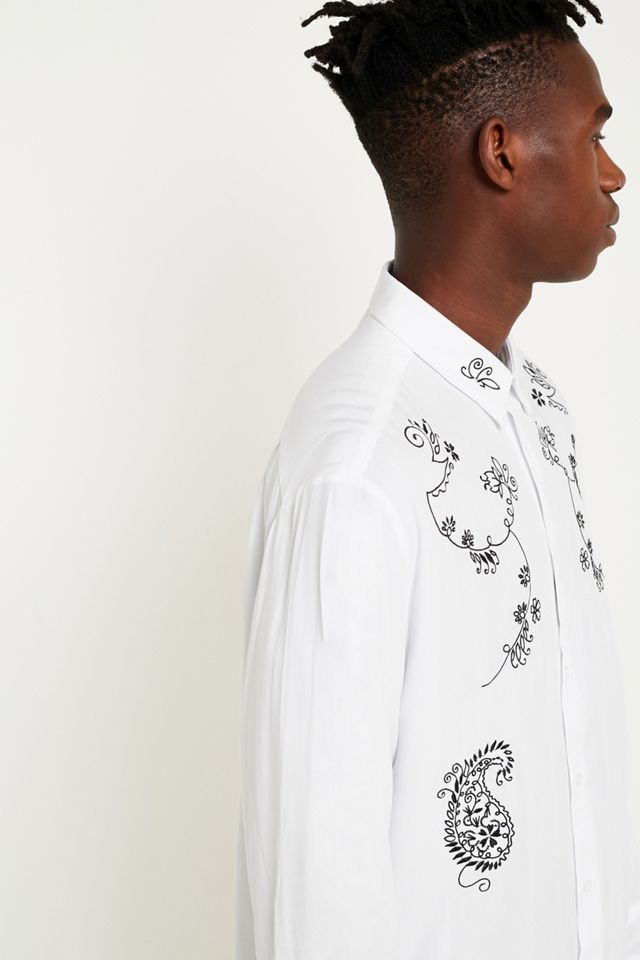 Loom Carter White Long-Sleeve Embroidery Shirt #4