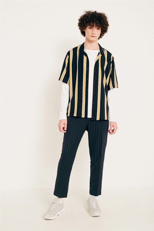 Retro Goldweave Striped Pastel Cropped Shirt | M-L