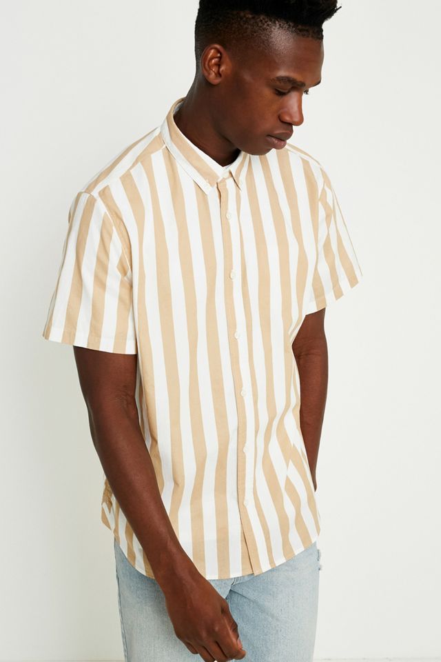 UO Preppy Stripe Sand Short-Sleeve Shirt #1