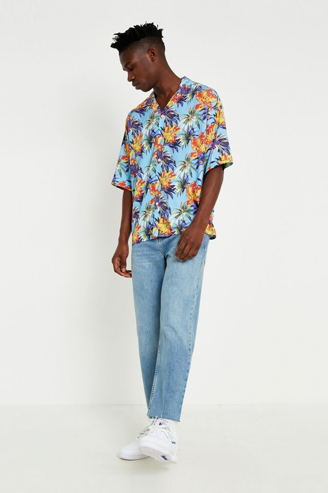 Loom Blue Floral Oversized Revere Collar Shirt #2