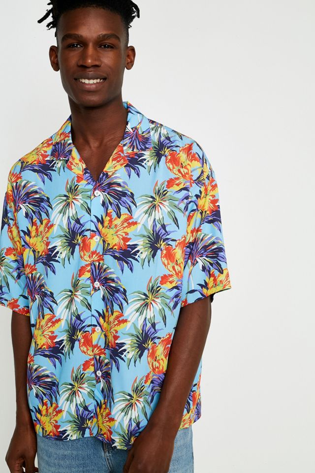 Loom Blue Floral Oversized Revere Collar Shirt #4