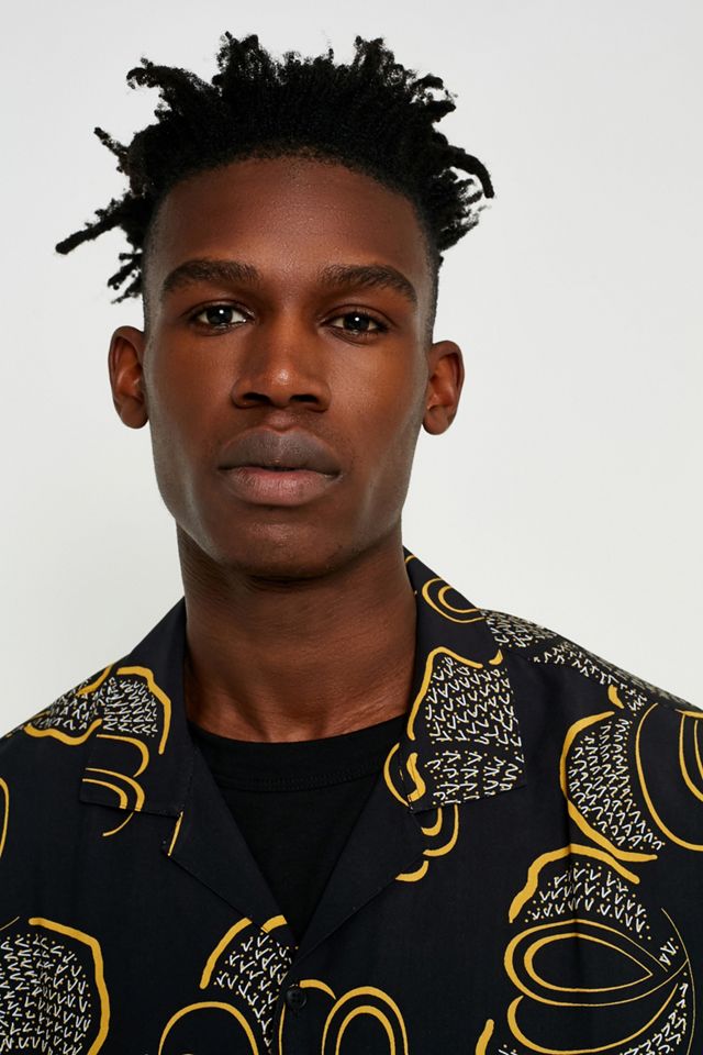 Loom Black Floral Oversized Revere Collar Shirt #1