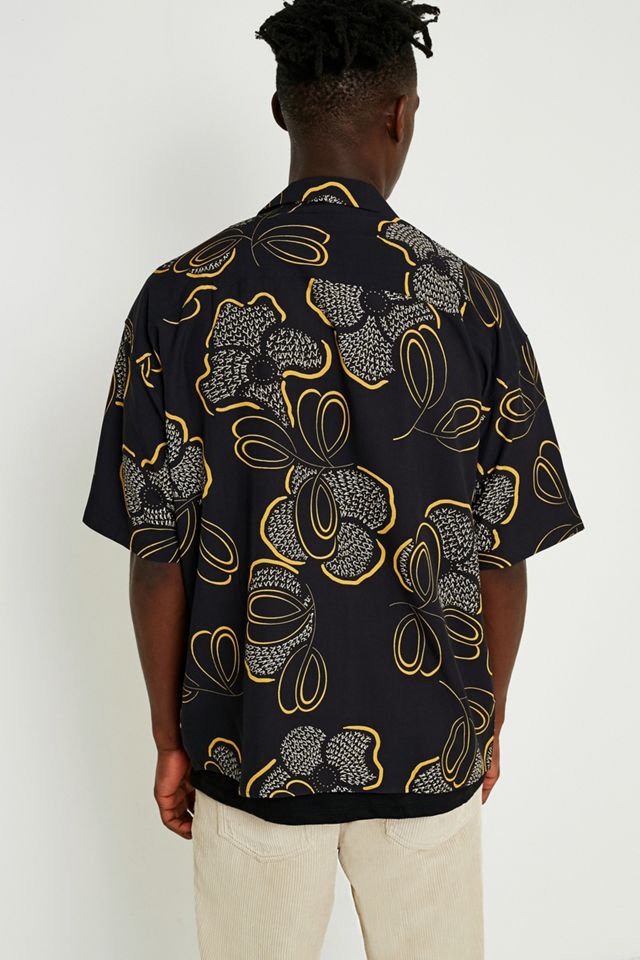 Loom Black Floral Oversized Revere Collar Shirt #4