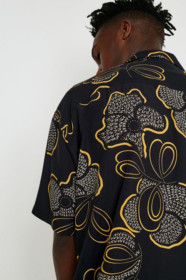 Loom Black Floral Oversized Revere Collar Shirt #5