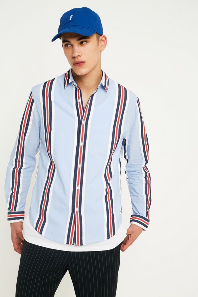 UO Light Blue Vertical Stripe Preppy Shirt #1