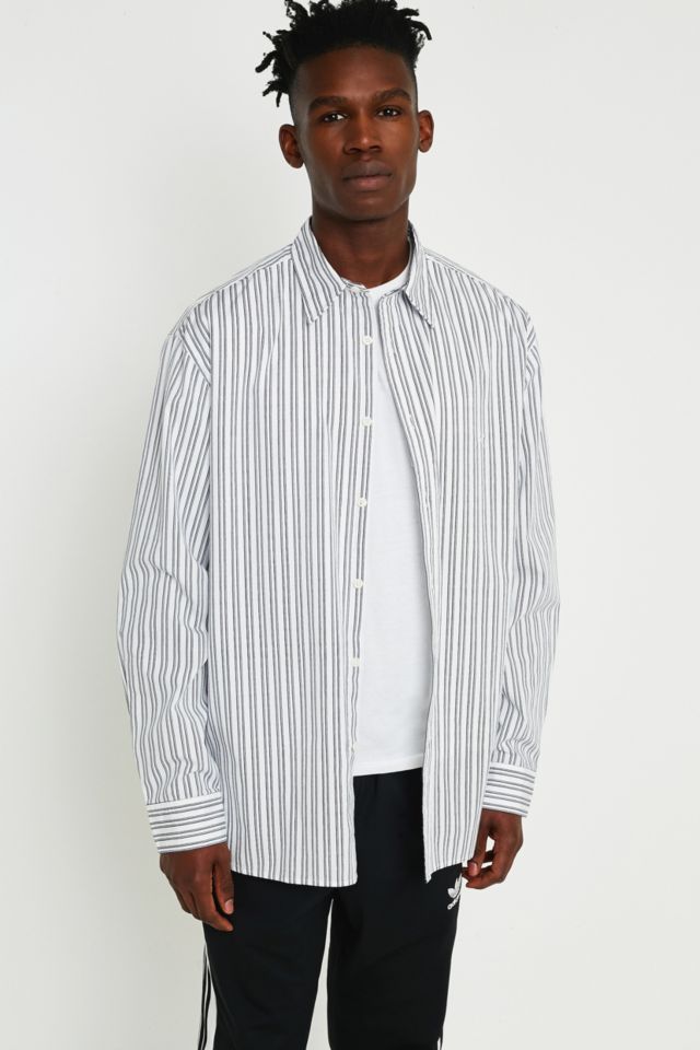 UO Business Stripe White Long-Sleeve Shirt | Urban Outfitters UK