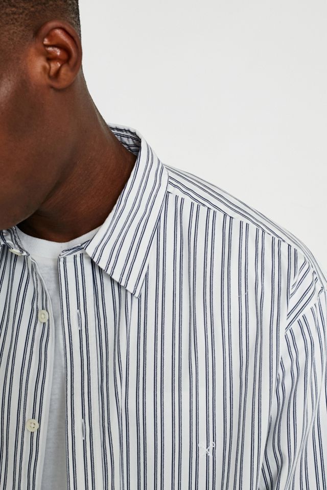 UO Business Stripe White Long-Sleeve Shirt #3
