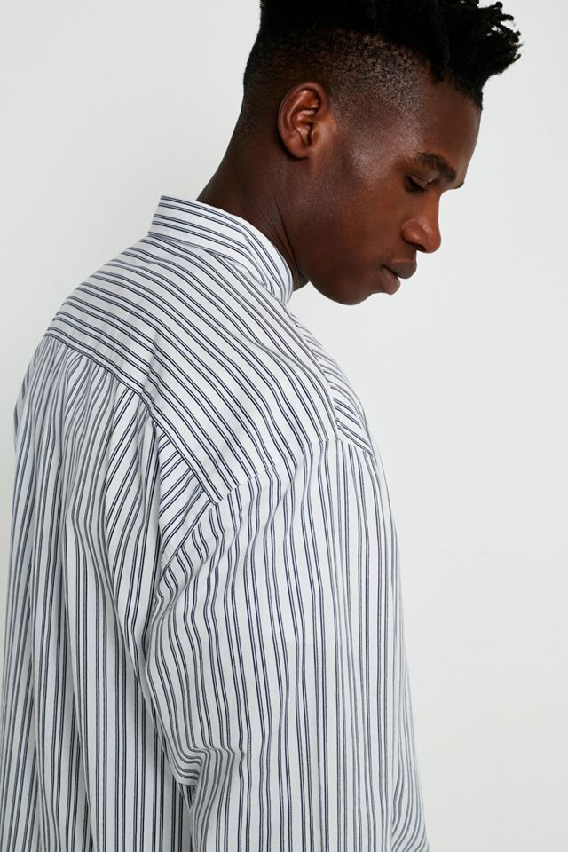 UO Business Stripe White Long-Sleeve Shirt #4