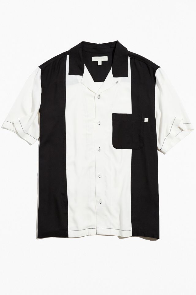 Standard Cloth Black & White Short Sleeve Bowling Shirt #4