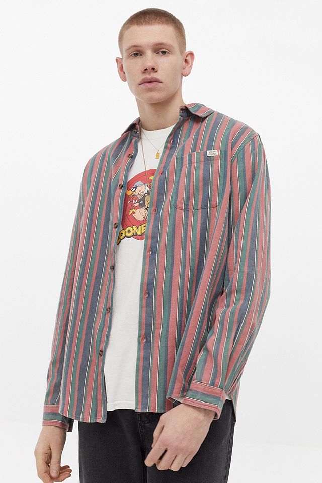 UO Vertical Stripe Long-Sleeve Shirt | Urban Outfitters UK