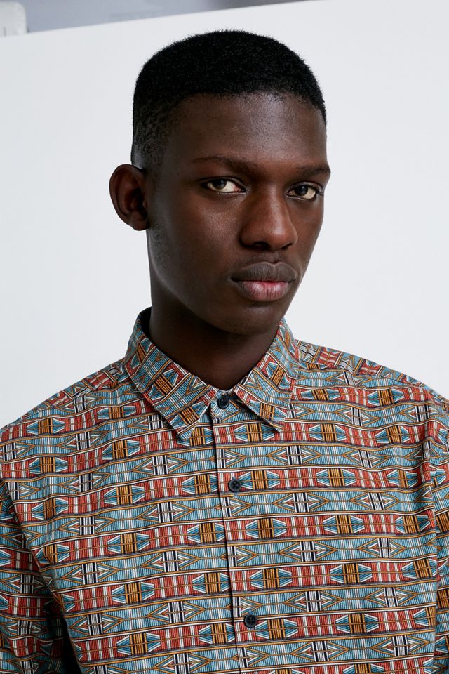 UO Abstract Print Striped Long-Sleeve Shirt #3