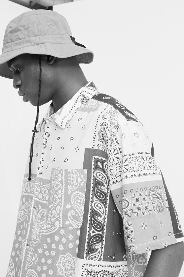 UO Patchwork Print Short-Sleeve Linen Shirt #1