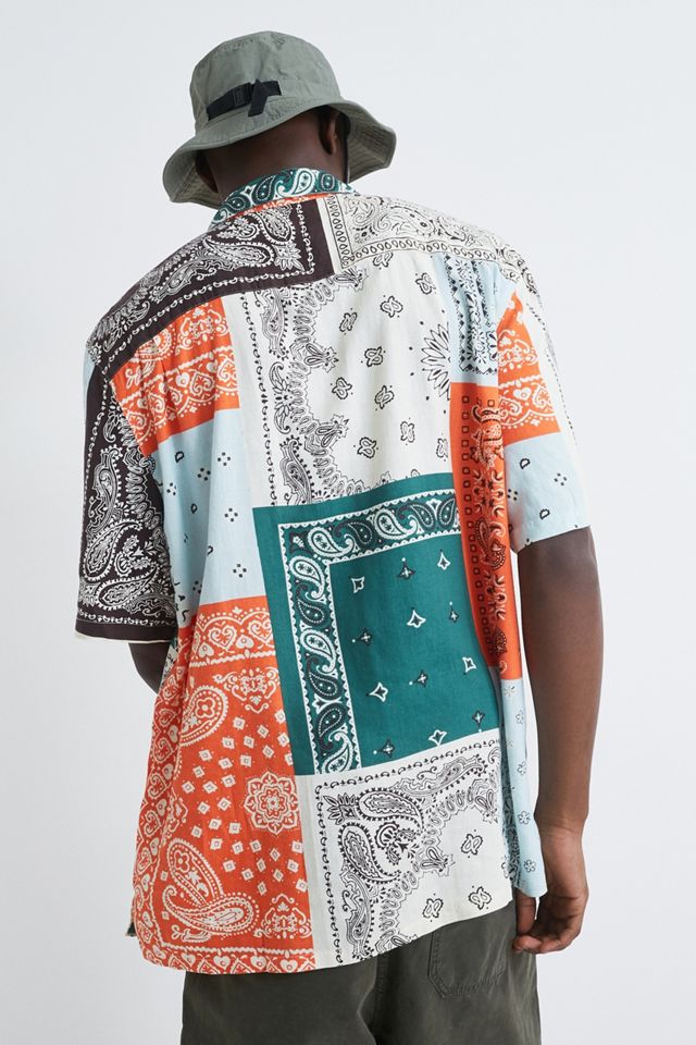 UO Patchwork Print Short-Sleeve Linen Shirt #3