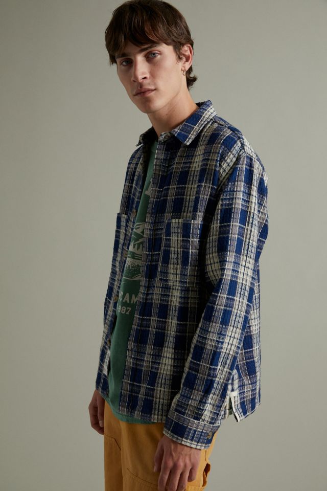 BDG Blue Waffle Check Print Over-Shirt | Urban Outfitters UK