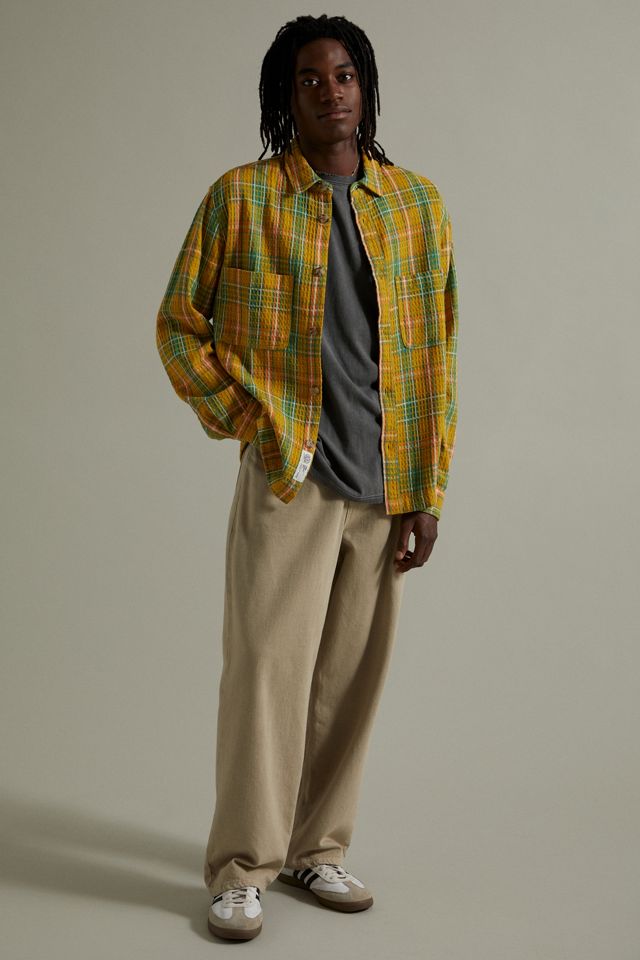 BDG Yellow Waffle Check Print Sobre camisa #1