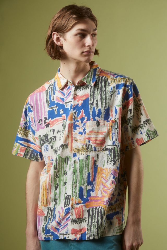 UO Painted Linen Shirt | Urban Outfitters UK