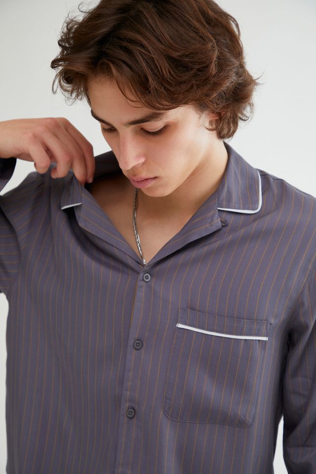 Standard Cloth Blue Pinstripe Pyjama Shirt  #3